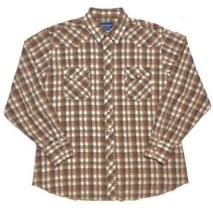 Wrangler Western Shirt Vintage 90s Pearl Snap Plaid Multicolor Cowboy Rodeo